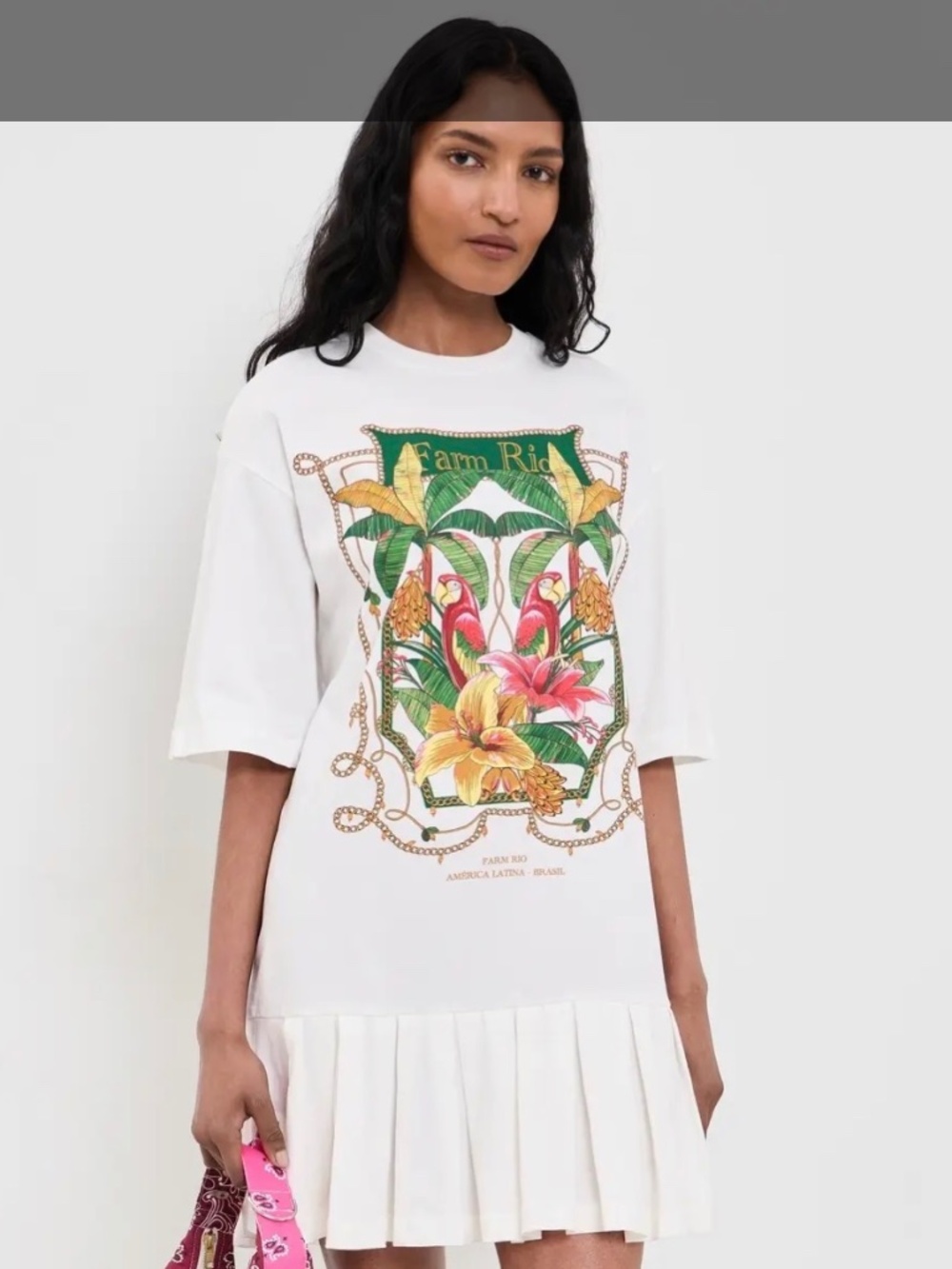 Farm Rio white t shirt ruffle dress